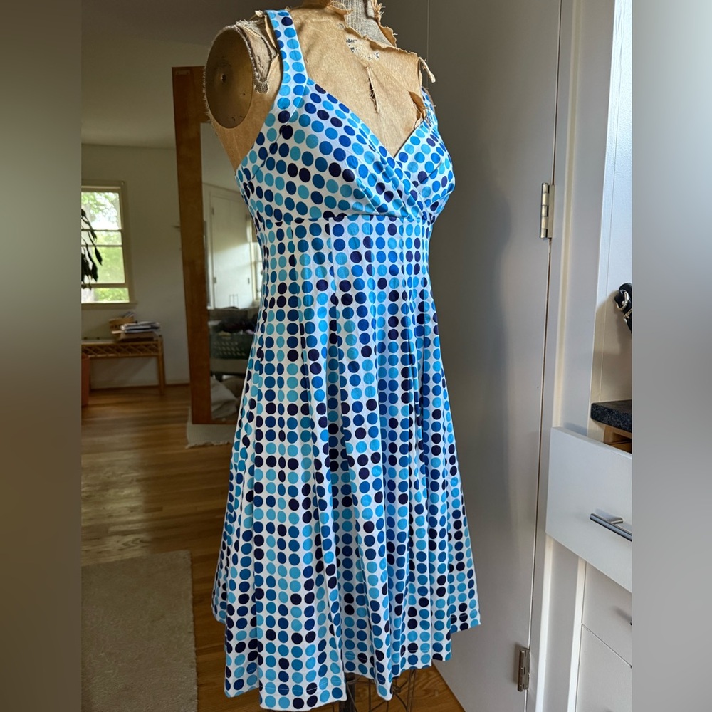 NWT Calvin Klein Shades of Blue Polka Dot Summer Sundress, M, MSRP $119